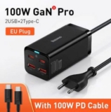 מטען קיר מהיר Baseus 100W GaN כולל כבל טעינה